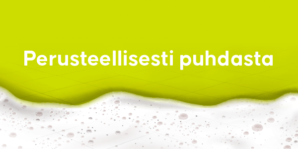 Vihreä tausta tekstillä perusteelisesti puhdasta.